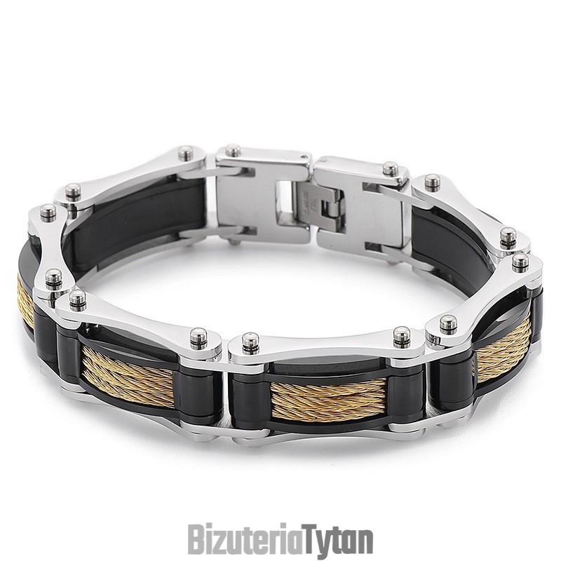 Bransoleta Męska Rock Hip-Hop Twist Chain Titanium Biker