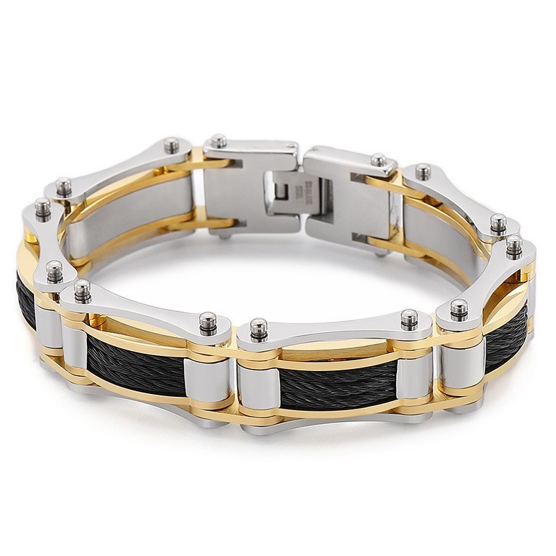 Bransoleta Męska Rock Hip-Hop Twist Chain Titanium Biker