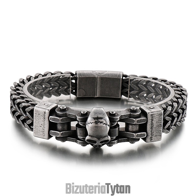 Bransoletka Męska Z Tytanu Cool Hip Hop Skull