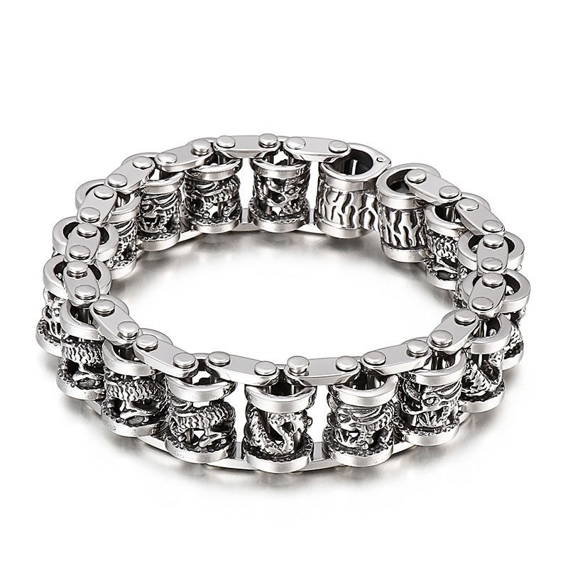 Bransoleta Męska Retro Cool Dragon Bike Chain Titanium Bransoleta Męska Retro Cool Dragon Bike Chain Titanium