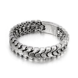 Bransoleta Męska Vintage Cool Titanium Z Kością Smoka