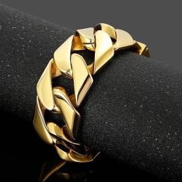 Bransoletka Hip-Hopowa Fashion Gold 31 Mm Szeroka, Fajna, Tytanowa