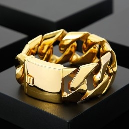 Bransoletka Hip-Hopowa Fashion Gold 31 Mm Szeroka, Fajna, Tytanowa