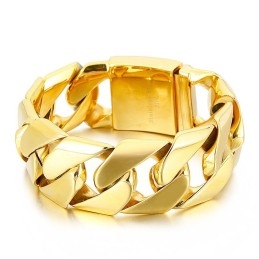 Bransoletka Hip-Hopowa Fashion Gold 31 Mm Szeroka, Fajna, Tytanowa