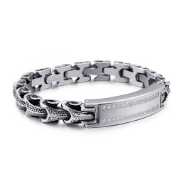 Bransoleta Męska Z Tytanu Vintage Keel Micro-Set Z Białymi Kamieniami