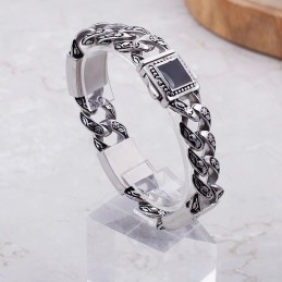 Vintage Fashion Hip-Hop Style Floral Pattern With Diamond Clasp Męska Bransoletka Tytanowa