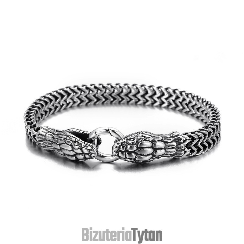 Bransoletka Vintage Cool Fashion Double-Głowa Wąż Tytanowa Dla Mężczyzn Bransoletka Vintage Cool Fashion Double-Głowa Wąż Tytanowa Dla Mężczyzn