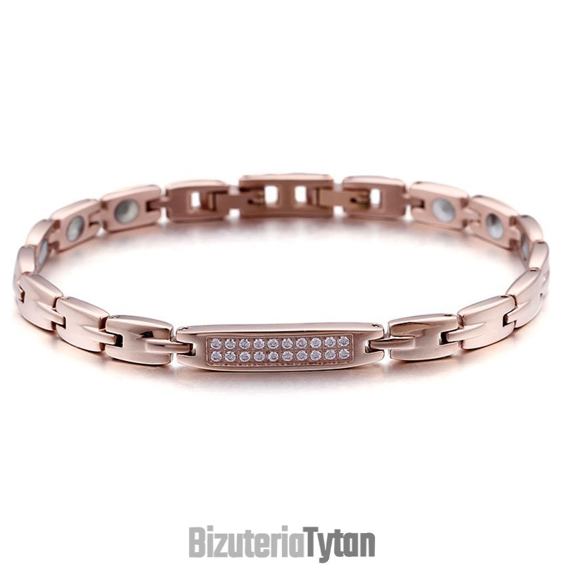 Modna Bransoletka Z Kamieni Germanowych Z Diamentami I Parą Tytanu Modna Bransoletka Z Kamieni Germanowych Z Diamentami I Parą Tytanu