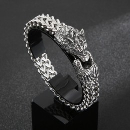 Bransoletka Cool Wolf Head Double Casting Titanium Dla Mężczyzn