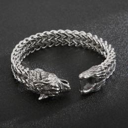 Bransoletka Cool Wolf Head Double Casting Titanium Dla Mężczyzn