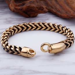Bransoleta New Wave Retro Leather Braided Rope Titanium