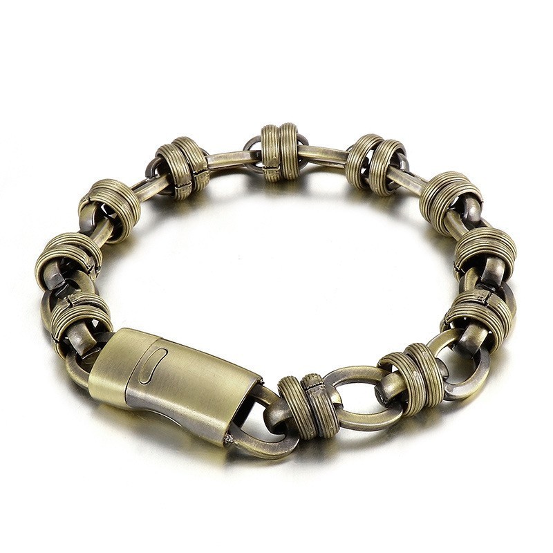 Bransoleta Męska Vintage Bronze Oval Titanium