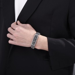 Bransoleta Męska Z Zakrzywionym Wzorem W Modnym Stylu Z Tytanu