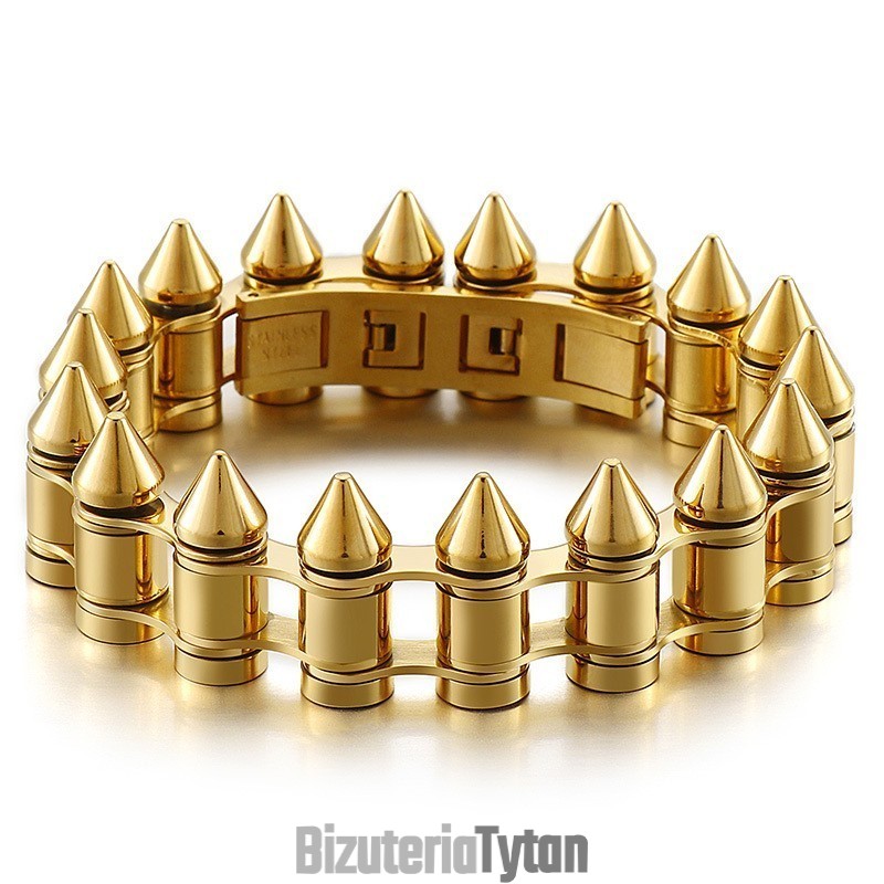 Modna Męska Tytanowa Bransoletka Motocyklowa Bullet Head