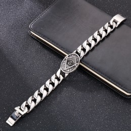 Bransoletka Z Tytanu W Stylu Vintage Chic Z Okrągłą Płytką Masońską Dla Mężczyzn