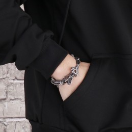 Fajna Elegancka Bransoletka Z Tytanu Ze Smokiem Zodiaku Dla Mężczyzn