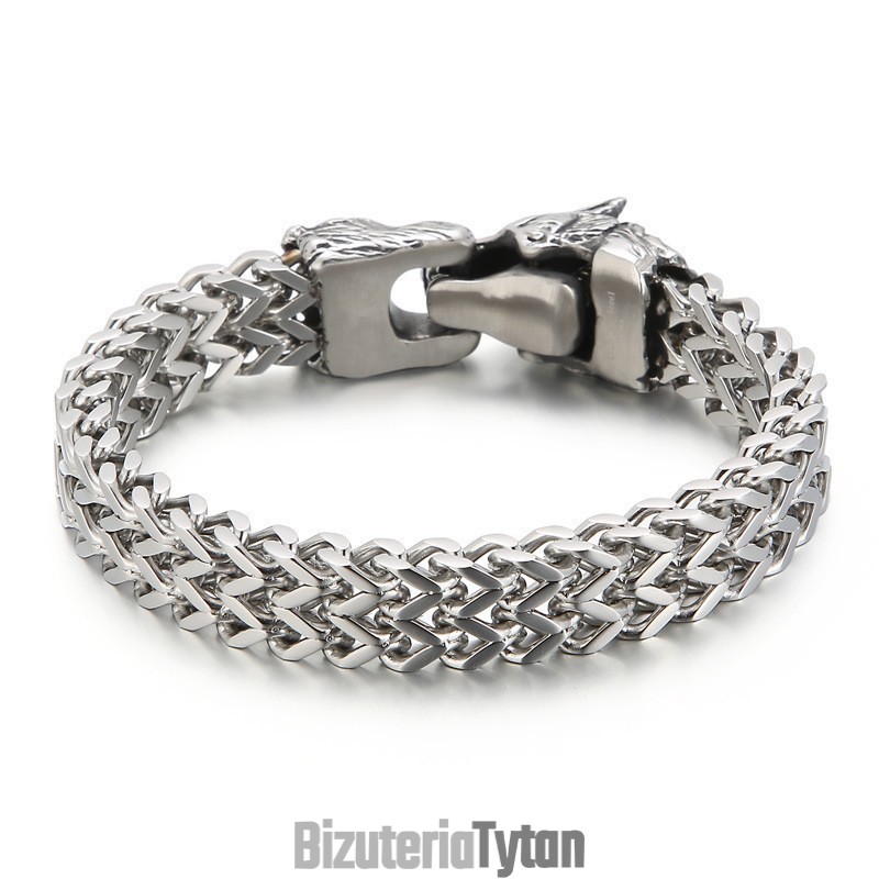 Bransoletka Cool Wolf Head Double Casting Titanium Dla Mężczyzn