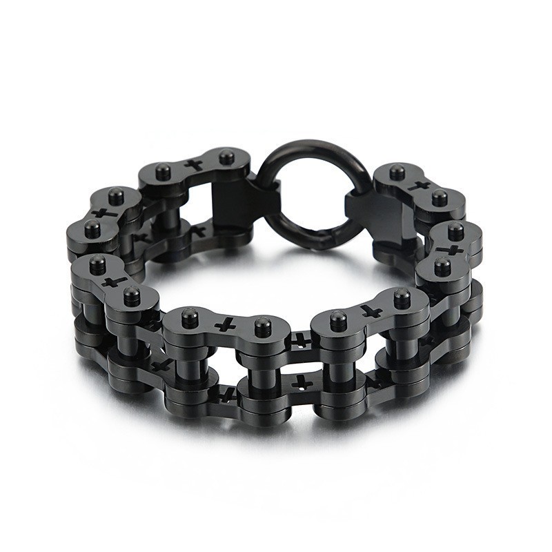 Bransoletka Rowerowa Męska Rock Hip Hop Hollow Cross Titanium Bransoletka Rowerowa Męska Rock Hip Hop Hollow Cross Titanium