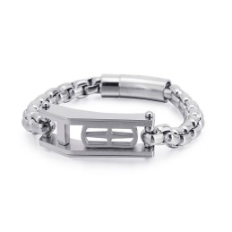 Bransoleta Męska Rock Hip-Hop Cross Hollow Square Titanium