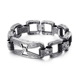 Bransoletka Cool Cross Floral Hollow Titanium Dla Mężczyzn