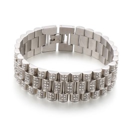 Bransoleta Męska American Hiphop Tank Diamond Titanium Hip Hop