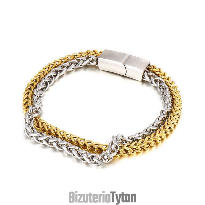 Modna, Elegancka, Dwuwarstwowa Męska Bransoletka Z Tytanu Modna, Elegancka, Dwuwarstwowa Męska Bransoletka Z Tytanu