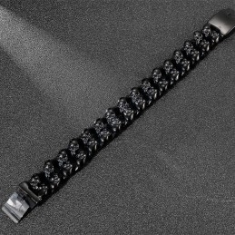 Fajna Męska Bransoletka Z Tytanu Double Skull