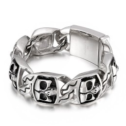 Popularna Męska Bransoletka Z Tytanu Cool Skull