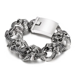 Popularna Męska Bransoletka Z Tytanu Cool Skull