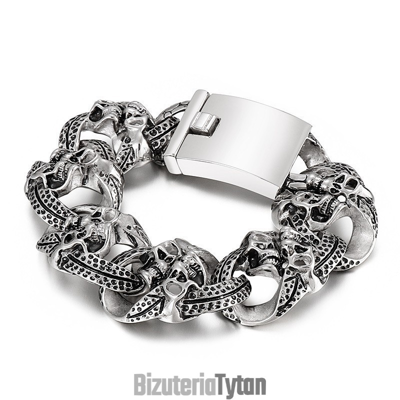 Popularna Męska Bransoletka Z Tytanu Cool Skull Popularna Męska Bransoletka Z Tytanu Cool Skull