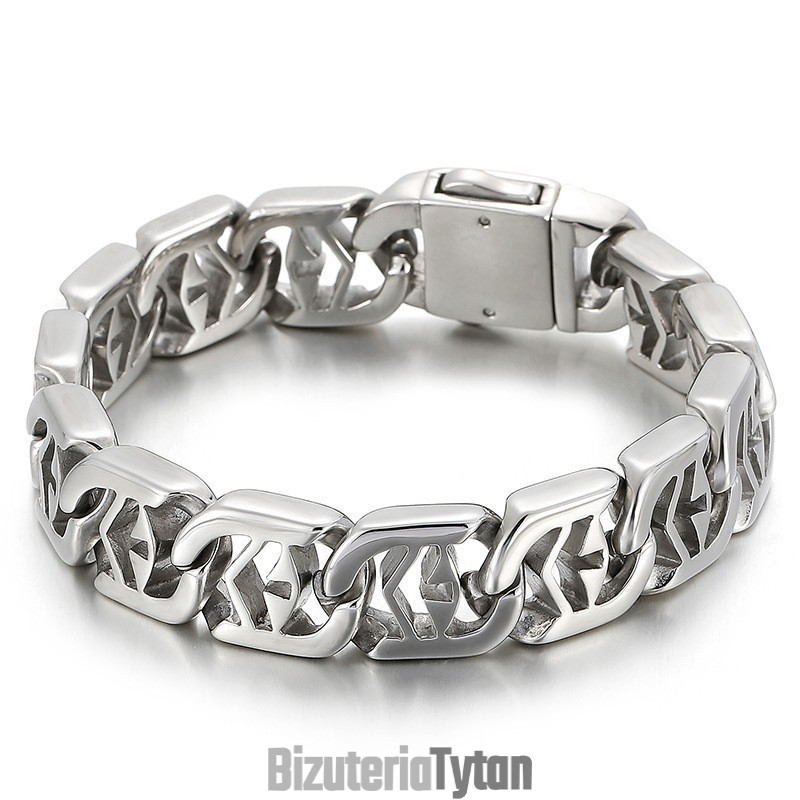Bransoleta Męska Z Tytanu W Stylu Cross Hollow Chic Bransoleta Męska Z Tytanu W Stylu Cross Hollow Chic