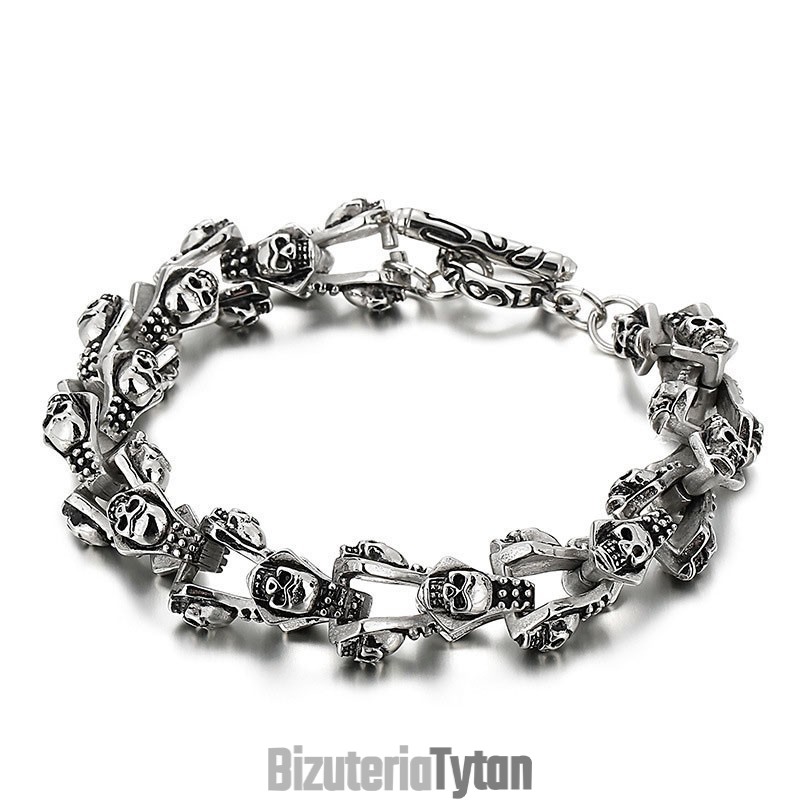 Elegancka Męska Bransoletka Z Odlewu Tytanowego W Kształcie Czaszki Ducha Elegancka Męska Bransoletka Z Odlewu Tytanowego W Kształcie Czaszki Ducha