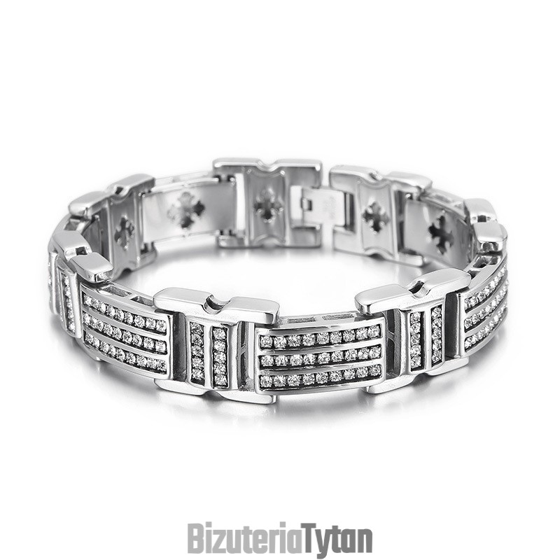 Modne Męskie Bransoletki Z Tytanu Z Diamentami Modne Męskie Bransoletki Z Tytanu Z Diamentami