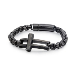 Bransoletka Z Łańcuszkiem Crucifix Square Black Titanium