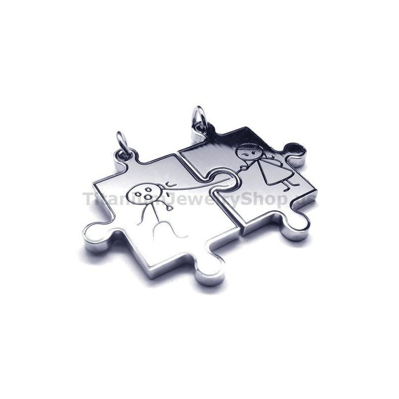 Puzzle Tytanowe Miłośnicy Wisiorki-Bezpłatne Łańcuszki Puzzle Tytanowe Miłośnicy Wisiorki-Bezpłatne Łańcuszki
