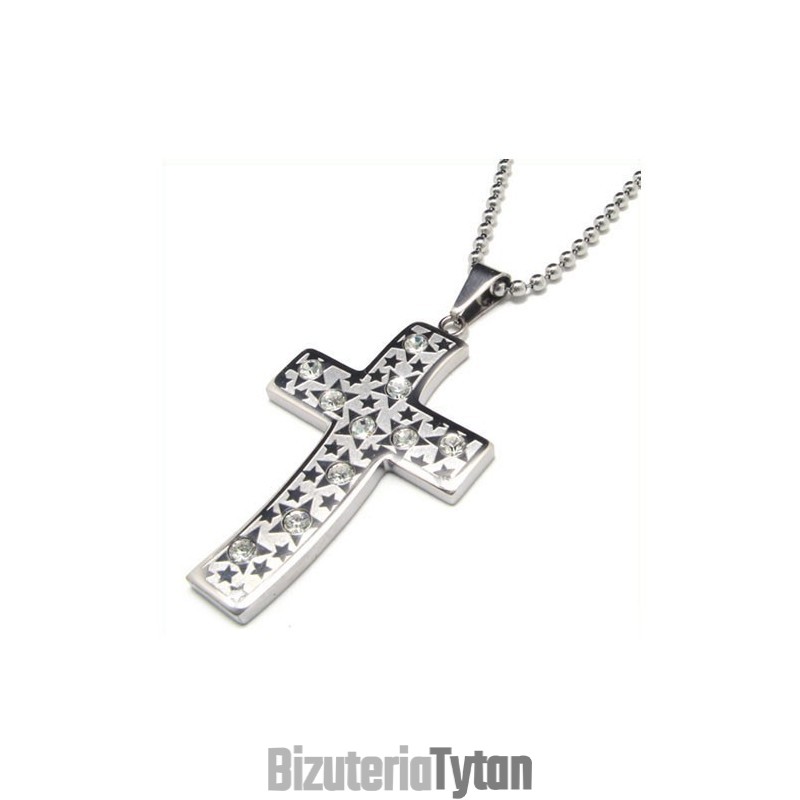 Naszyjnik Z Krzyżem Z Tytanu I Diamentów Dla Mężczyzn Naszyjnik Z Krzyżem Z Tytanu I Diamentów Dla Mężczyzn