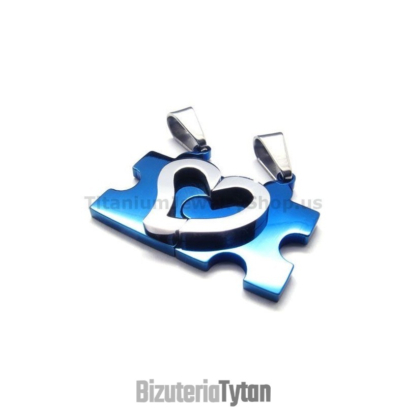 Puzzle Z Motywem Serca, Zawieszki Dla Kochanków Z Tytanu (Niebieskie) - Darmowe Łańcuszki Puzzle Z Motywem Serca, Zawieszki Dla Kochanków Z Tytanu (Niebieskie) - Darmowe Łańcuszki