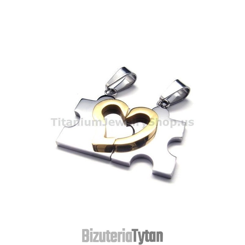 Puzzle Z Motywem Serca, Zawieszki Dla Kochanków Z Tytanu (Srebrne) - Darmowe Łańcuszki