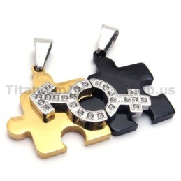 Puzzle Tytanowe Zawieszki Dla Miłośników Z Łańcuszkami Bez Diamentów