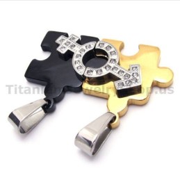 Puzzle Tytanowe Zawieszki Dla Miłośników Z Łańcuszkami Bez Diamentów