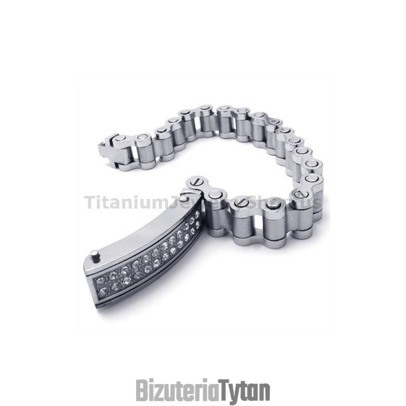 Bransoletka Męska Tytanowa Z Diamentami