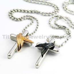Angel Wings Cross Titanium Lovers Pendants Prezenty Na Walentynki - Darmowe Łańcuszki