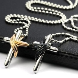 Angel Wings Cross Titanium Lovers Pendants Prezenty Na Walentynki - Darmowe Łańcuszki