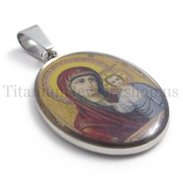 Wisiorek Z Czystego Tytanu Z Serii Madonna I Jezus