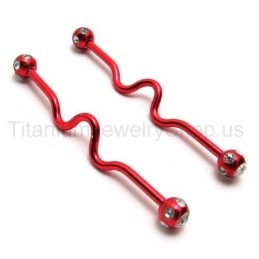Czerwone Kolczyki Twisty Titanium