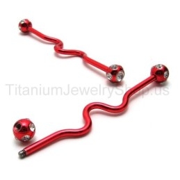 Czerwone Kolczyki Twisty Titanium