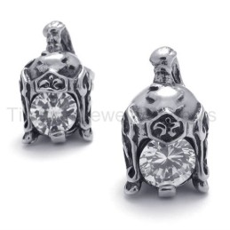 Kask Retro Tytanowy Z Diamentowymi Kolczykami