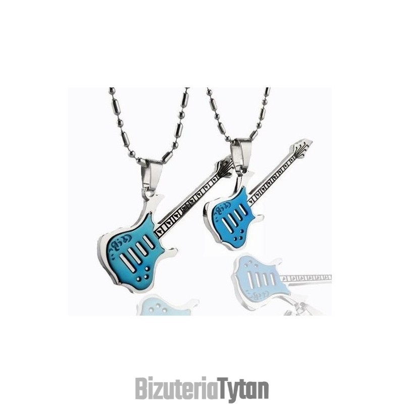1 Para Naszyjników Dla Par Z Czystego Tytanu Z Wisiorkami Gitarowymi