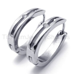 Srebrne Kolczyki Smart Titanium Z Diamentami