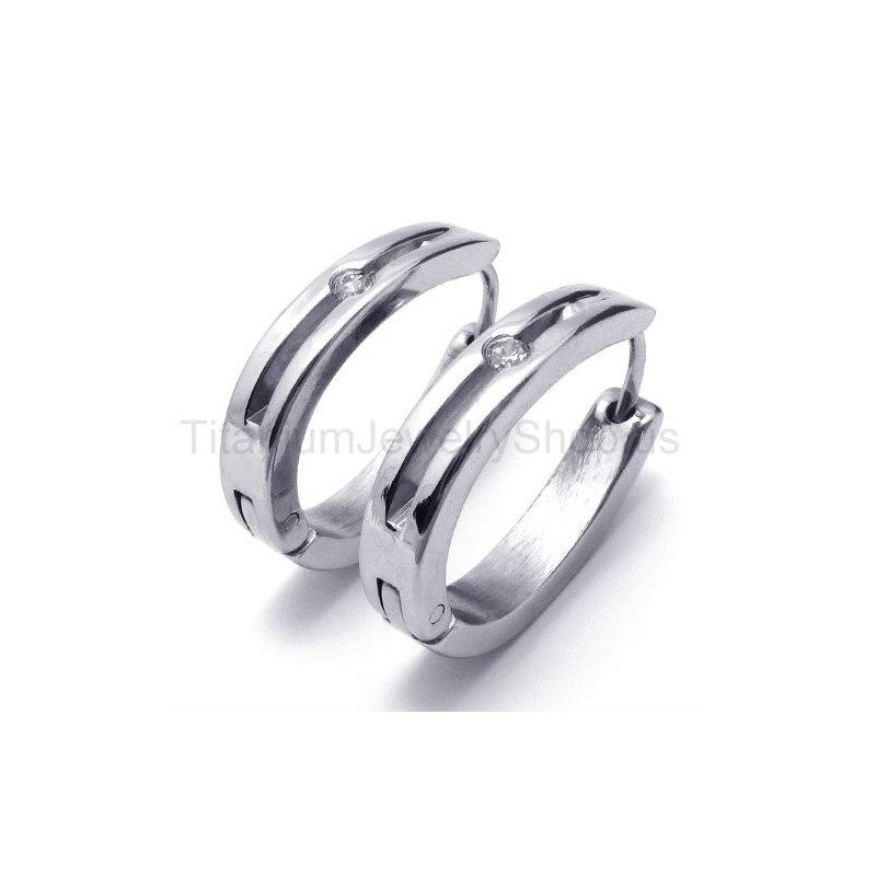 Srebrne Kolczyki Smart Titanium Z Diamentami